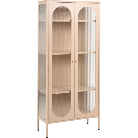 Vitrina de metal 181 cm vidrio expositor 2 puertas oficina beige Foxton (1/5)