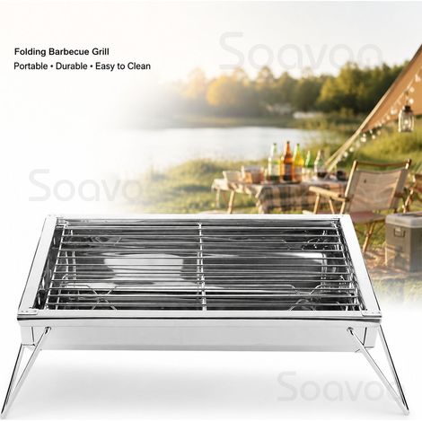 Barbecue à charbon pliable - Acier inoxydable robuste, compact et facile à nettoyer pour camping et jardin (1/5)