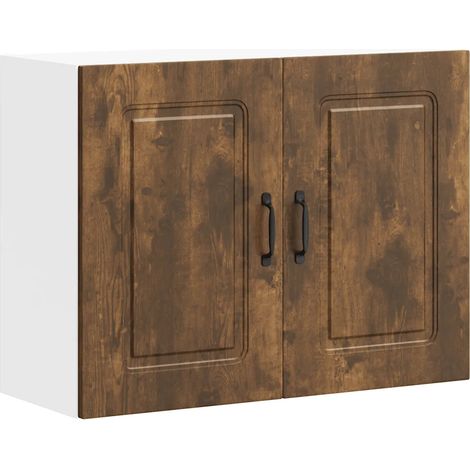 Mueble de pared de cocina Klamar de 80 x 31 x 60 cm gran capacidad de almacenamiento diseño moderno madera de ingeniería acabado en roble ahumado 020049997 (1/5)