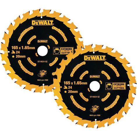 Dewalt DT10624 2 x Circular Saw Blades 165 x 20 x 24T Extreme Framing DCS391