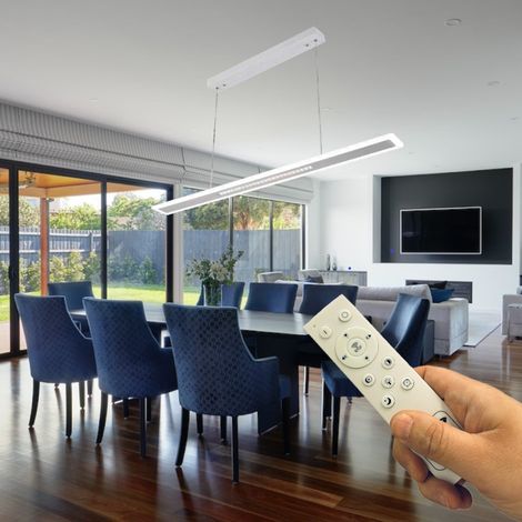 LAMPADARIO MODERNO A SOSPENSIONE BIANCO LUCI A LED DIMMERABILE TIMER CAMBIA 3 COLORI CON TELECOMANDO (1/4)