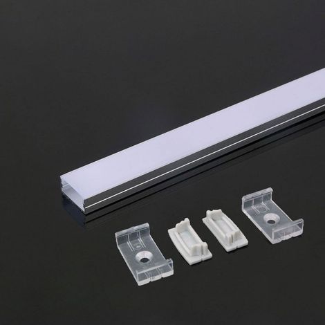 Perfil de aluminio plateado V-TAC para tira LED (longitud máxima: 21,5 mm) satinado 2000 x 23,5 x 10 mm