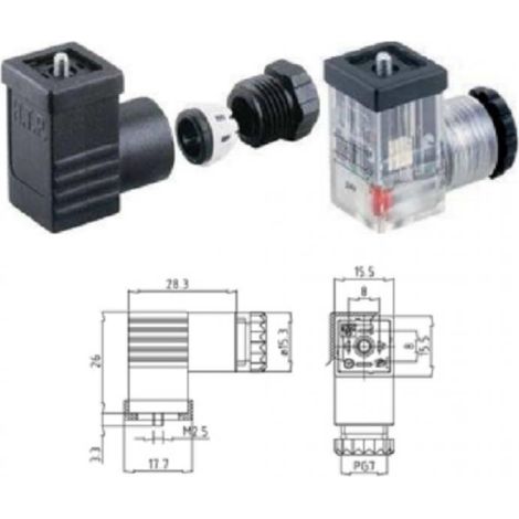 Smc connettore din 43650c-s/led per valvole sy-vqz 00200539