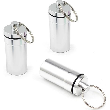 Lot de 3 récipients anti-odeurs, tubes de rangement hermétiques en métal avec joint en silicone, résistant aux UV et étanche pour herbes, épices et objets de valeur (1/5)