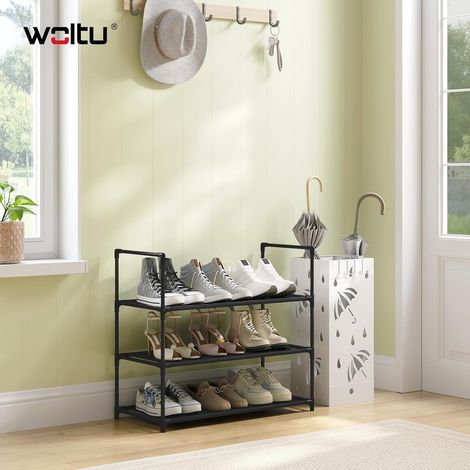 WOLTU Zapatero de 3 niveles con estructura metálica estable, 61 x 28 x 55 cm, color negro (1/5)