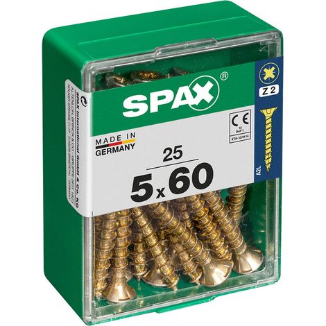 Boîte 25 Unités. Vis A Bois Spax Cab. Plat Yellox 5.0x60mm Spax (1/2)