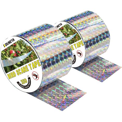 Lot de 2 bandes réfléchissantes pour oiseaux - Ruban double face pour effrayer les oiseaux - Pour maison, jardin, cour, verger, terrasse, extérieur - 250 m (1/5)