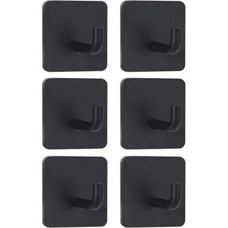 Gancho adhesivo impermeable, gancho de acero inoxidable, apto para cocina y baño, color negro, 6 unidades. (1/5)