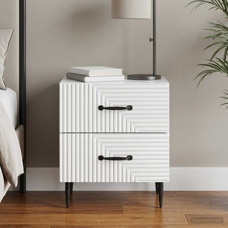 vidaXL Bedside Cabinet White 43 x 34.5 x 47.5 cm Engineered Wood (1/5)