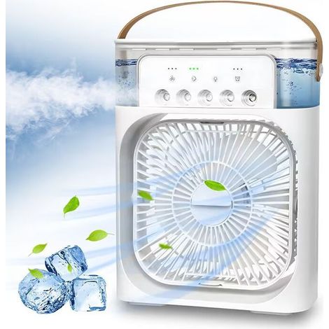 Tragbare mobile Klimaanlage, 4-in-1-Luftkühler, 600-ml-Mini-Klimaanlage mit Ventilator, 3 Geschwindigkeitsstufen, 3 Nebelmodi, 7 Nachtlichter, 2-8-Stunden-Timer, fürs Büro (1/5)