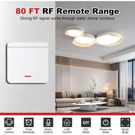 NALOOKAMIC Interrupteur sans fil 230 V avec récepteur et émetteur, interrupteur sans fil pour lampes et appareils jusqu'à 1500 W, installation facile, transmission de signal puissante, multi-contrôle (1/3)