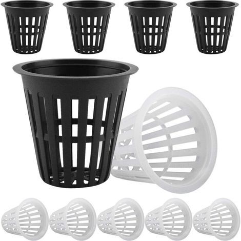 Pot hydroponique réutilisable en plastique – panier pour culture aquatique et aéroponique, idéal pour fleurs et jardinage (50 pièces, 25 noir + 25 blanc) (1/5)