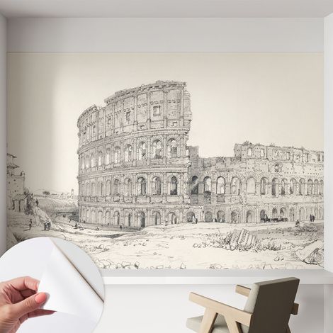 Papier peint adhésif décoratif pour salon chambre et cuisine Facile à poser avec colle Ruines anciennes 152x104 cm (1/5)
