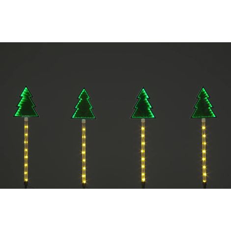 Set of 4 Infinity Christmas Tree Light up Garden Pathway Stakes - 60cm Tall