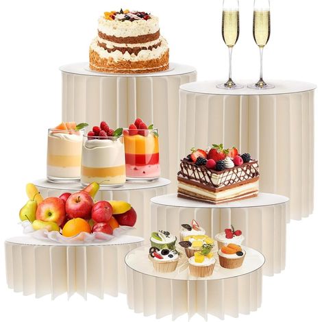 Set mit 6 faltbaren Buffet-Vorspeisenständern, 5 cm, 10 cm, 20 cm Buffet-Erhöhungen, faltbare Kuchenständer aus Acryl und Karton, für Kuchen, Desserts, Gebäck, Schmuck, Hochzeiten (1/5)