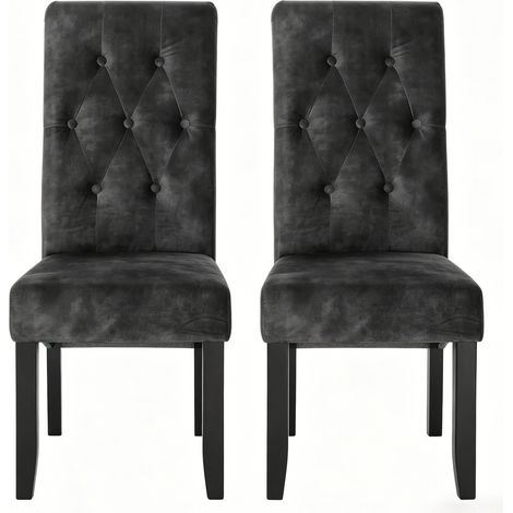 Juego de 2 sillas de comedor de terciopelo negro con respaldo alto y patas de madera MODENUIT (1/5)