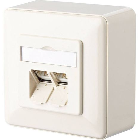 Prise réseau montage apparent (en saillie) CAT 6 2 ports Metz Connect 1307440001-I blanc perle R03854 (1/3)