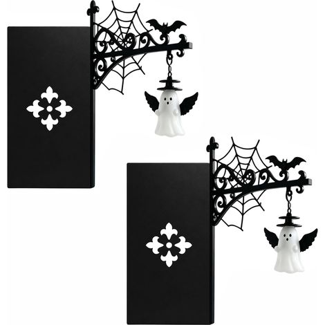 Lot de 2 Lanternes Fantôme Halloween pour Bibliothèque, Lampes LED Décoratives Vintage pour Étagère à Livres, Coin Lecture, Chambre, Table de Chevet et Décoration de Maison