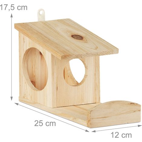 Mangiatoia per scoiattoli distributore legno esterno giardino balcone 30 x 20 x 15 cm design naturale in legno marrone 130004456