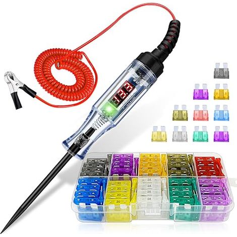 Testeur de Circuit et Fusible Voiture Set 2,5-32V Fusible Testeur Tension avec Numérique LED Lampe Temoin pour Circuits, Fusibles Interrupteurs (1/5)