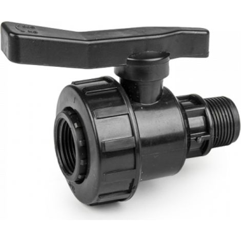PE Auslaufhahn mit Innen- und Außengewinde für PE-Rohre 3/4"