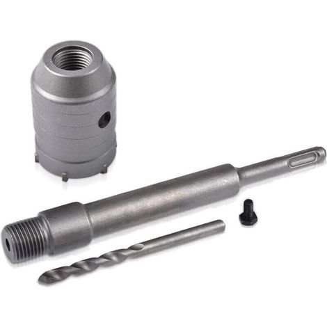 45mm SDS Scie Trépan + 200mm Bielle + Foret hélicoïdal + Vis de positionnement,pour Murs en Béton Armé Briques Ouvertures de Climatisation (1/5)