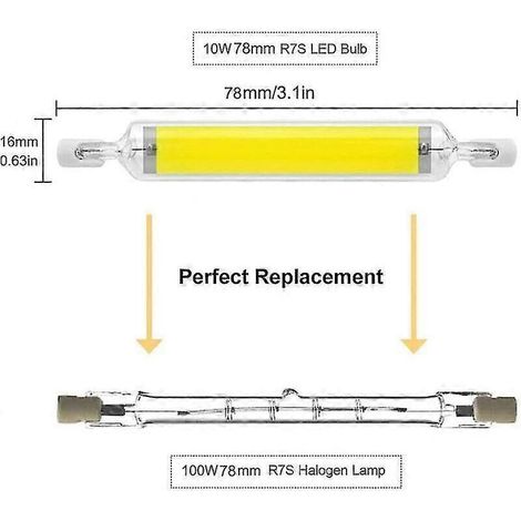 Lot de 2 ampoules LED R7S 10 W 78 mm à intensité variable, blanc froid 6000-6500 K, équivalent halogène J78 100 W, culot R7S double, angle de faisceau 360°, (FMY)-AquaForge (1/2)