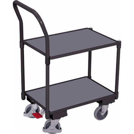 VARIOfit Euro-System-Roller mit 2 Ladeflächen (10 mm Rand) und Schiebebügel RAL 7016 Anthrazitgrau