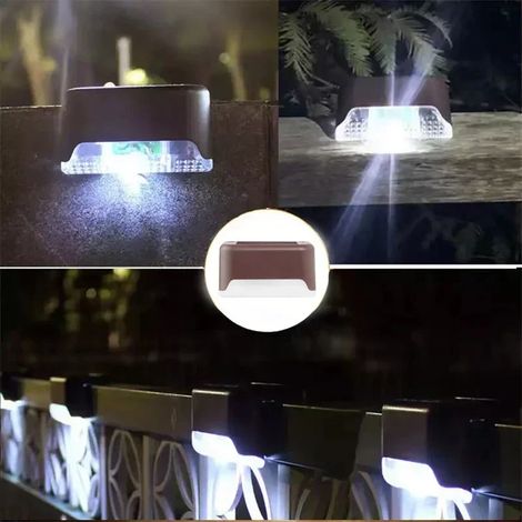 (Lot de 32 - Coquillage marron - Blanc) Lampes solaires de terrasse, 32 lampes d'extérieur étanches à LED, compatibles avec rampes, escaliers, marches, clôtures, jardins, patios et allées. (1/5)