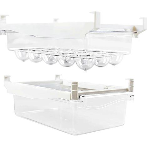Ensemble de rangement pour réfrigérateur, tiroir sous étagère pour fruits et œufs - Boîte de rangement pour réfrigérateur, organisation de cuisine pour une conservation optimale des aliments (1/5)