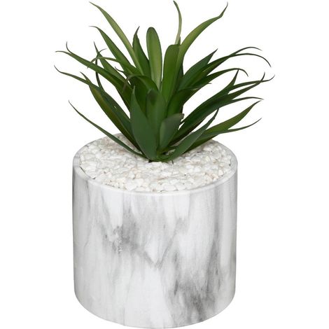 Kunstpflanze Topf Marmor H17,5cm - Weiß