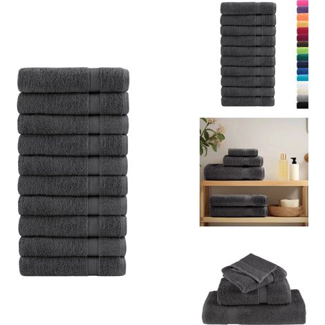 Premium-Duschtücher SOLUND 10 Stk. Anthrazit 70x140 cm 600 g/m² - Handtücher - Duschhandtücher - Badezimmertextilien - Baumwolle - Anthrazit (1/5)