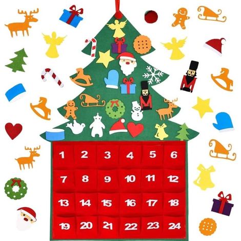 Bardusch-Calendrier de l'Avent feutrine à remplir, arbre avec 24 ornements détachables pour enfants