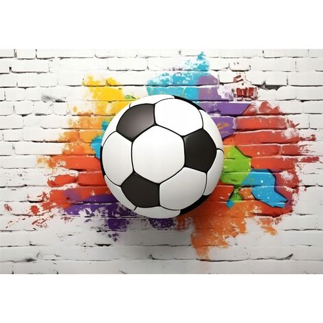 Papier peint avec motif football 3D graffiti multicolore pour enfants, décoration murale – 150 x 105 cm Wallarena (1/4)