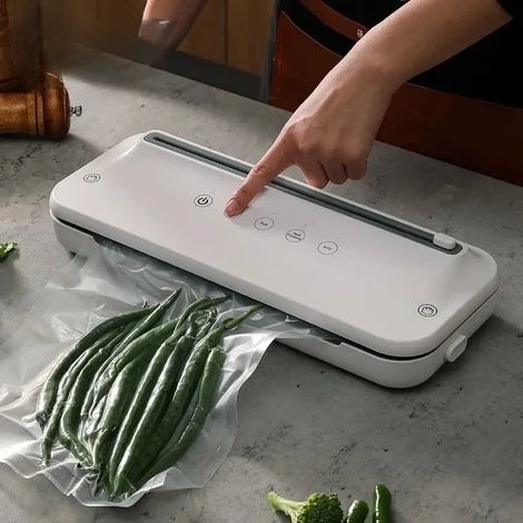 Machine de mise sous vide des aliments, machine de scellage d'emballages plastiques haute puissance, conservation des aliments en cuisine. (1/4)