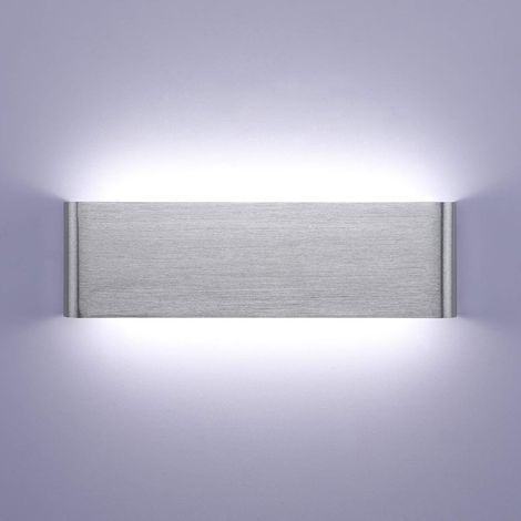 Applique Murale LED Intérieur 6W-15CM Lampe Murale LED 6000K Moderne en Aluminium IP44 pour Chambre Salon Escalier Maison Couloir Hôtels Salon Hall d'Entrée Vitrine Argent Brossé Blanc Froid (1/5)