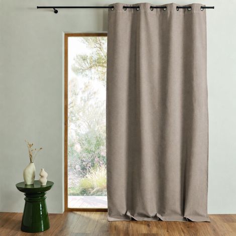 Rideau 100% occultant thermique phonique chiné MIDNIGHT Taupe 135x180 cm