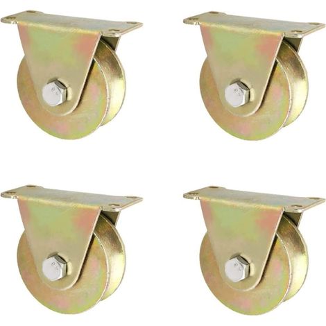 Roulettes de bureau Roulette rigide robuste de type U avec support, rouleau de porte coulissante,4 roues de porte coulissante 50 mm, for voie inversée, portail roulant, machines industrielles, rail de (1/5)