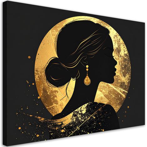 Quadro su tela, Profilo di una donna su sfondo dorato - 120x80 (1/2)