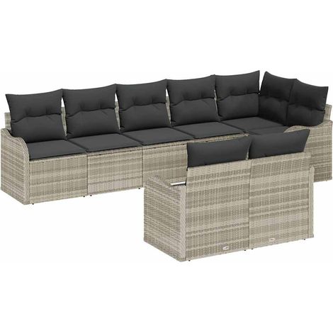 Maison Exclusive - Gartensofa-set Hellgrau Poly-Rattan