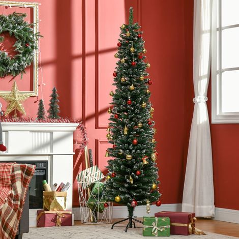 Árbol de Navidad Estrecho 190 cm con 570 Ramas y Soporte de Metal Árbol Navideño para Salón Interior Verde (1/5)
