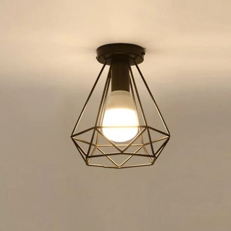Plafonnier Industrielle Retro 20cm en Forme Diamant Suspension Luminaire - iDEGU (1/4)