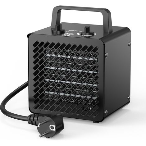 Elektro-Keramikheizer 2000W - Kompakter Gebläseheizer fürs Büro, schnelles & sparsames Heizen - Schwarz [Energieklasse A]