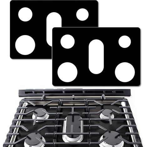 Lot de 2 62 x 41 cmHousse de protection en silicone pour cuisinière à gaz Samsung réutilisable, tapis de protection pour cuisinière à gaz avec trous, antiadhésif, lavable, garde la cuisinière propre (1/5)