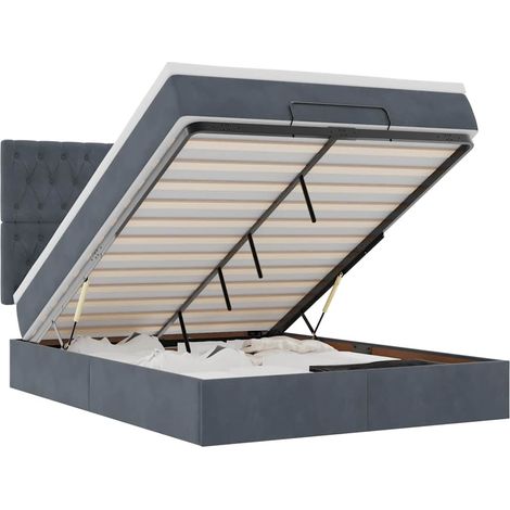 Maison Exclusive - Ottoman-Bett mit Matratzen & LEDs Dunkelgrau 1