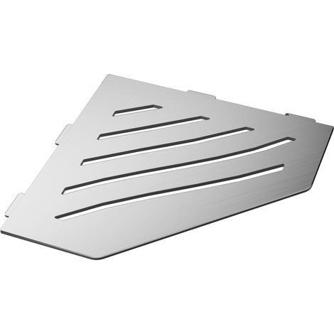 Tablette d'angle murale en acier inoxydable brossé 195mm – Épaisseur 3mm – Résistante à l'humidité – Pour douche ou cuisine – MCM (1/3)