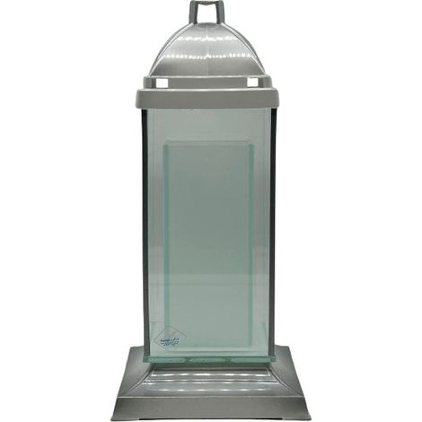 COLONNA TORRE IN VETRO - 2 RETTANGOLARI / BIANCO E ARGENTO / 1 PEZZO (1/5)