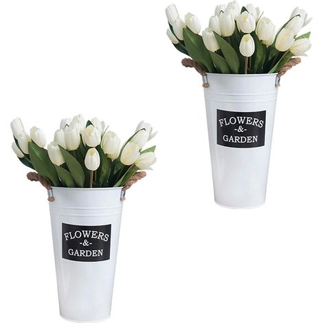Grand Seau à Fleurs en métal Pot de Fleur Vase en métal Seau de Ferme décoration de la Maison (1/5)
