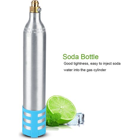 Cilindro de recarga de 0,6 litros: cilindro de CO2 adicional reutilizable con funda de silicona azul para máquinas expendedoras. (1/5)