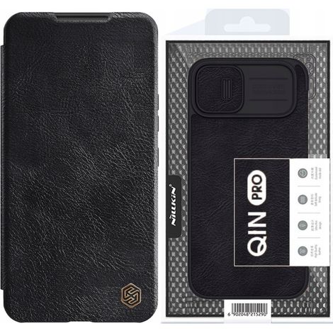 Custodia Nillkin Qin Leather Pro per iPhone 14 Plus con cover per fotocamera, fondina e chiusura a libro, colore nero. (1/5)